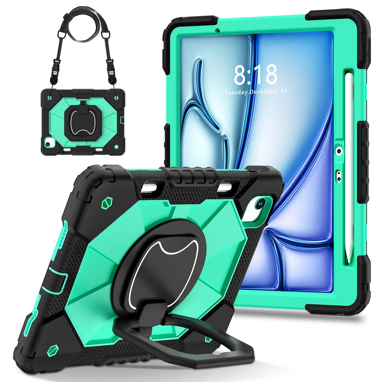 

Для iPad Эйр 11 (2025)/(2024) Чехол с плечевым ремнем из силикона + чехол-подставка для планшета из ПК C