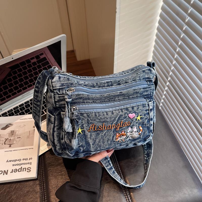 

Retro Cartoon Denim Crossbody Bag - Versatile & Lightweight Women s Shoulder Bag One Size
