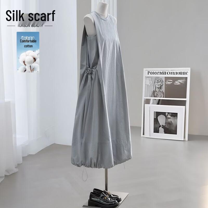 Women s Solid Sleeveless A-Line Midi Dress M