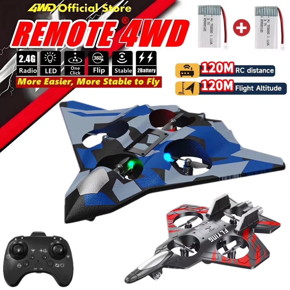 Multifunctional Aircraft Foam Stunt Glider Electric Fighter Remote Control Airplane Helicopter with Lights 2.4G Radio Fall Resistant Plane Toys Gifts