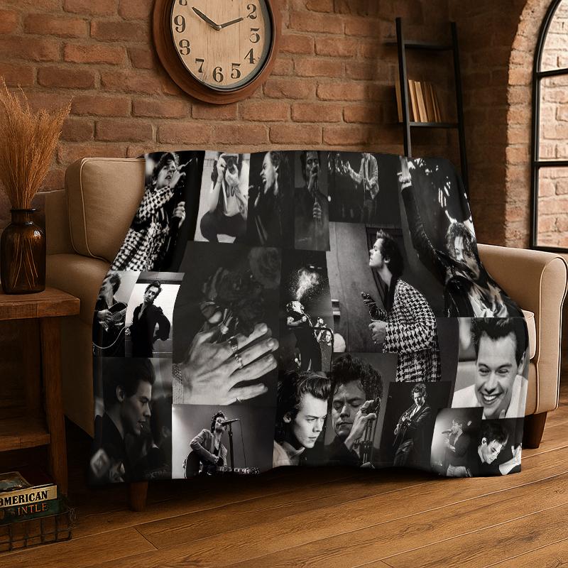 Moda Harry Styles Cantante Stella Coperta di Flanella Morbida Calda Coperta Plaid per Camera da Letto Soggiorno Letto Viaggio Campeggio Picnic Regalo