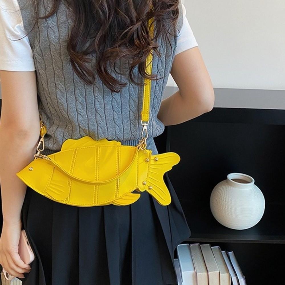 Creative Simulation Fish Shaped Crossbody Bag Faux Leather Slouchy Hobo Bag Daily Use