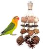 Natural Corn Cob Parrot Chew Toy - Bite Resistant Pine Cone Bird Cage Hanging Toys for Cockatiels Conures Medium Large Birds Wood Color