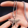 Witchcraft Stainless Steel Butterfly Moon Phase Necklaces Chain Women/Men Silver Color Statement Necklace Jewelry Collares N8023