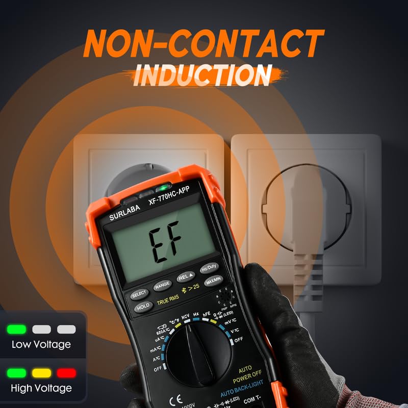 6000 Counts Bluetooth Digital Multimeter, Auto-ranging TRMS Volt Meter for AC/DC Voltage, Current, Resistance, Diode Test
