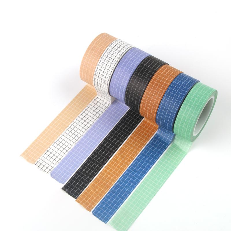 10M Ruban Washi à Carreaux Noirs et Blancs Papier Japonais DIY Planner Ruban de Masquage Adhésifs Autocollants Papeterie Décorative