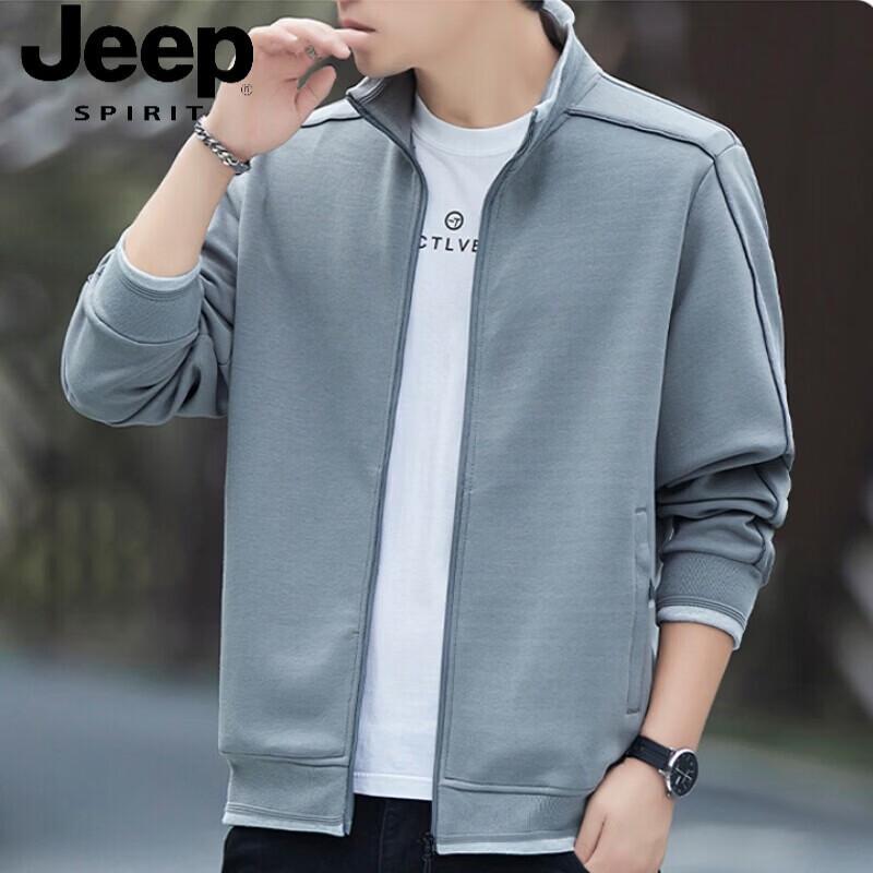 JEEP SPIRIT Men s Stand-Collar Full-Zip Sweatshirt Jacket 5XL