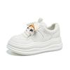 Platform White Shoes Women's Autumn New Round Head Lace-up Versatile Height-increasing Sports and Leisure Shoes Small Board Shoes