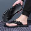Men Black Slippers Simple Flats Flip Flops Summer Brown White Open Toe Sandals Outdoor Beach Shoes Plus Size 46 47 48