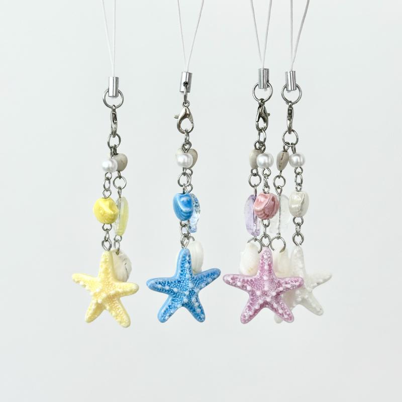 Farbe Muschel Seestern Perle Schlüsselanhänger Rucksackanhänger Handykette Lanyard Cartoon Niedlich Taschenanhänger Dekoration Geschenke