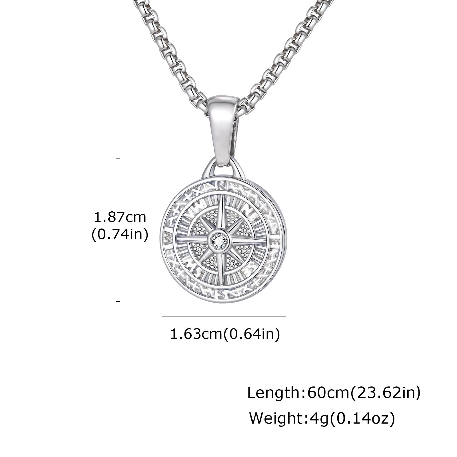 

Vintage Classic Compass Pendant Necklaces for Women Men, Hip Hop Fashion Stainless Steel Jewelry Graduation Guide Gift 40cm-45cm