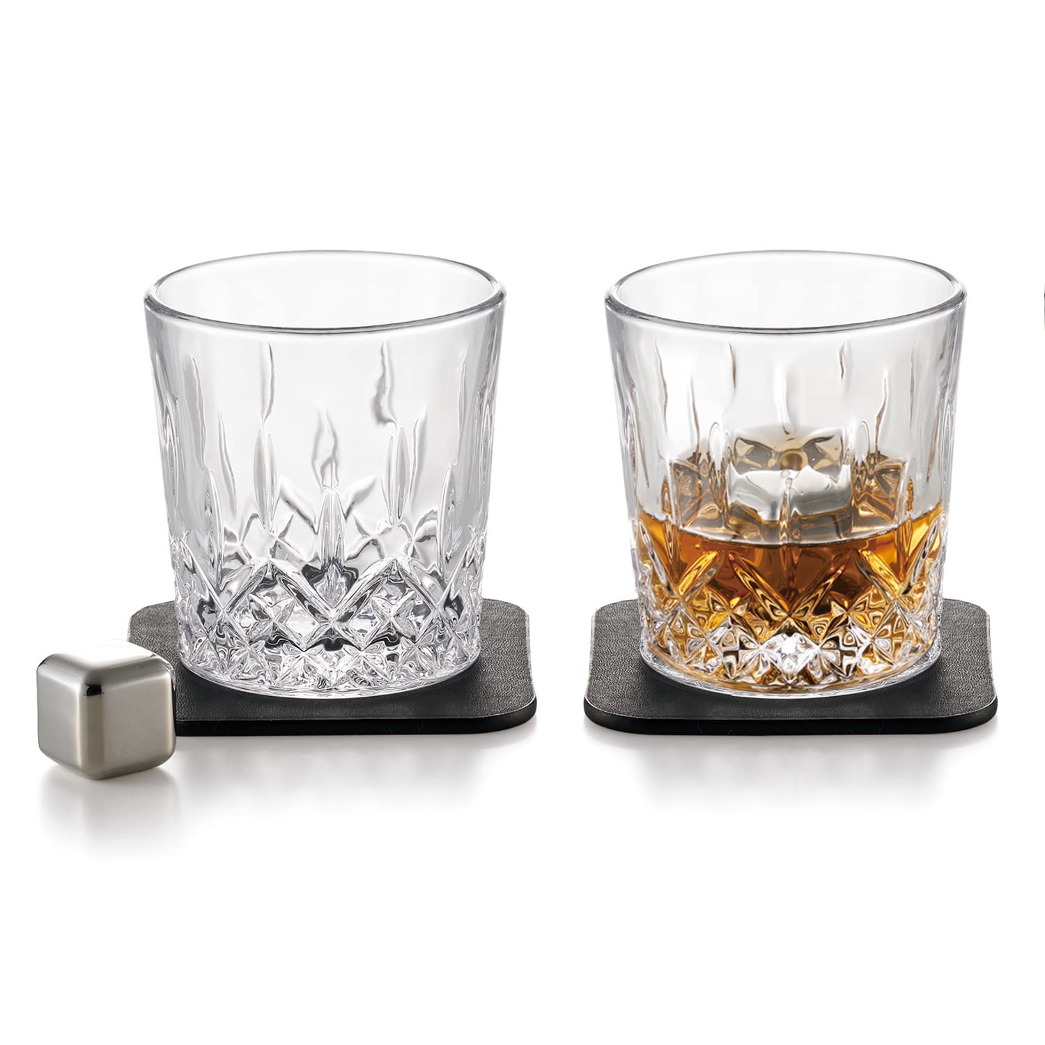 

Dolce duo Pair of Rock with Ice and Gift Set Glasses, 320ml, Non-Melt Coasters, (KR-1645)