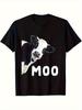 Men'S MOO Graphic Tee with a Cow Face Design - Loose Fit