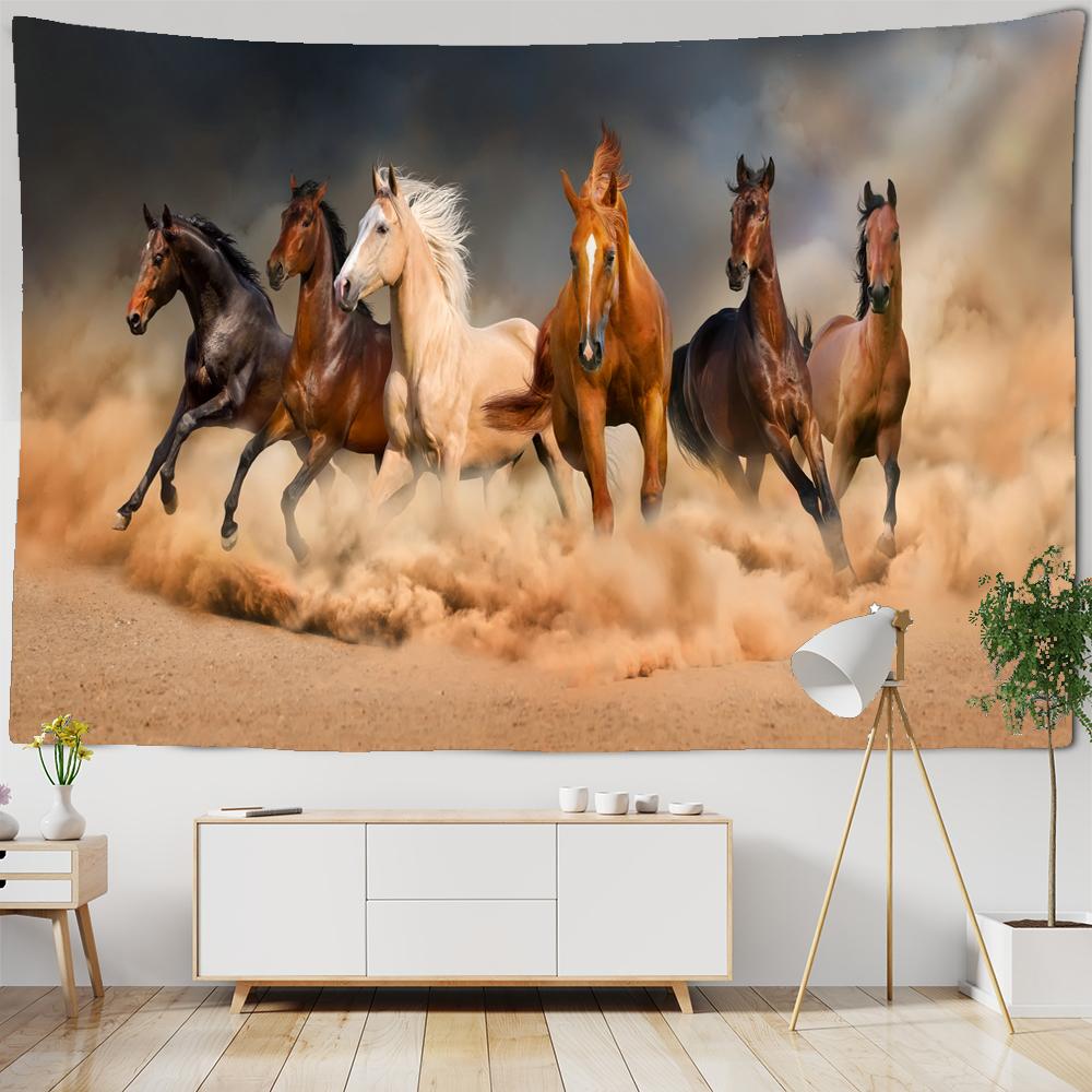 Spur The Horse Galloping Tapestry Wall Hanging Chinese Ink Painting Hippie Bohemian Dormitory Studio Decor large Tapestries