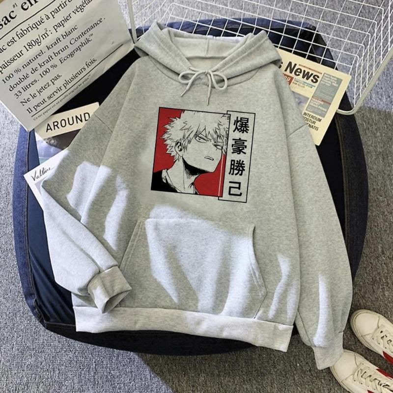 Harajuku Anime My Hero Academia Clothes Bakugou Katsuki Print Hooded Men Hoodies Comfortable Streetwear Sweatshirt Hoodies & Sweatshirts Men’s