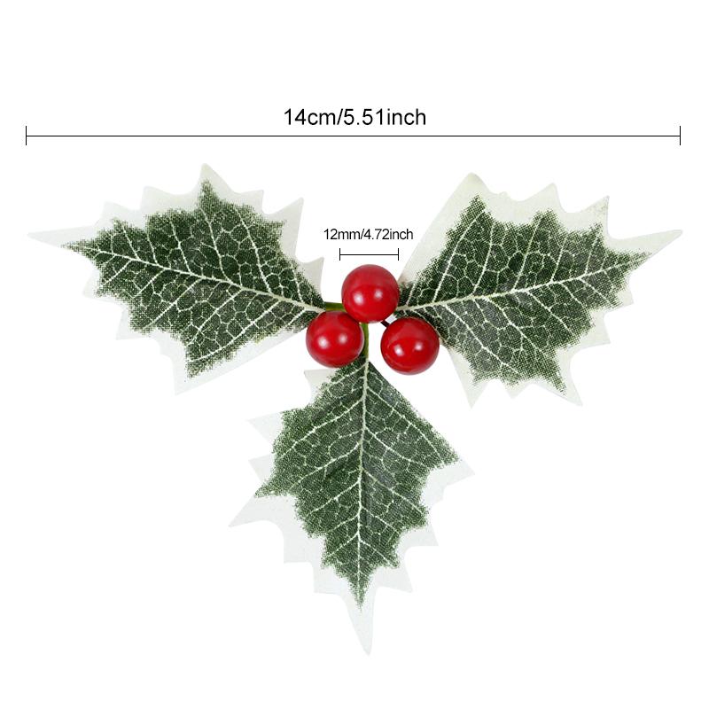 10 Stück Künstliche Stechpalmenbeeren mit Blättern Weihnachten DIY Kranz Basteln Heimdekoration Weihnachtsbaumschmuck Blume Neujahrsgeschenk