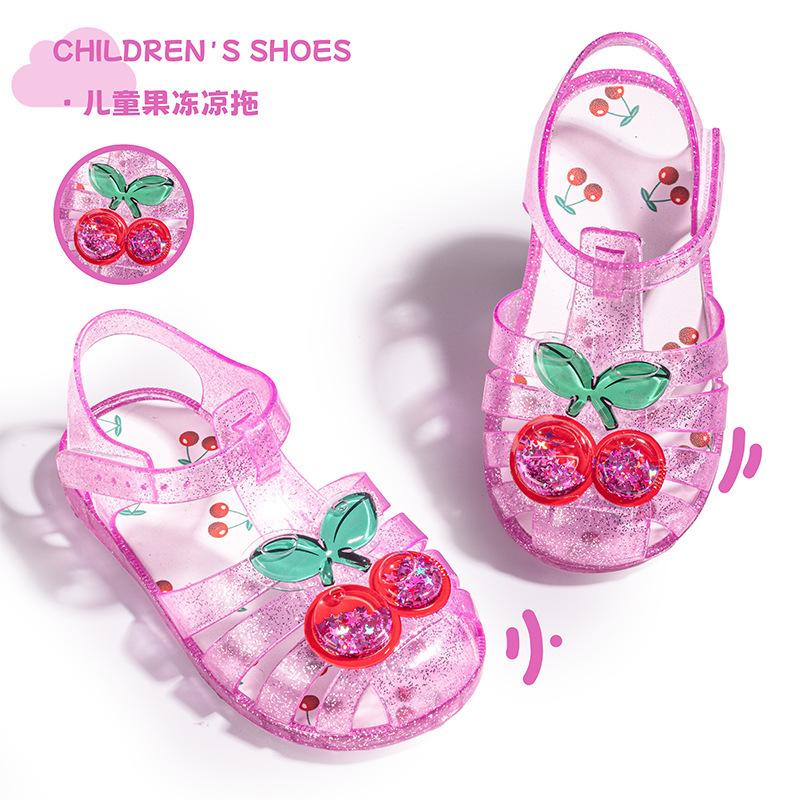 Girls' Roman Hollowed-out Princess Sandals For Summer Children's Jelly Shoes With Anti-Slip Head Cover Beach Shoes