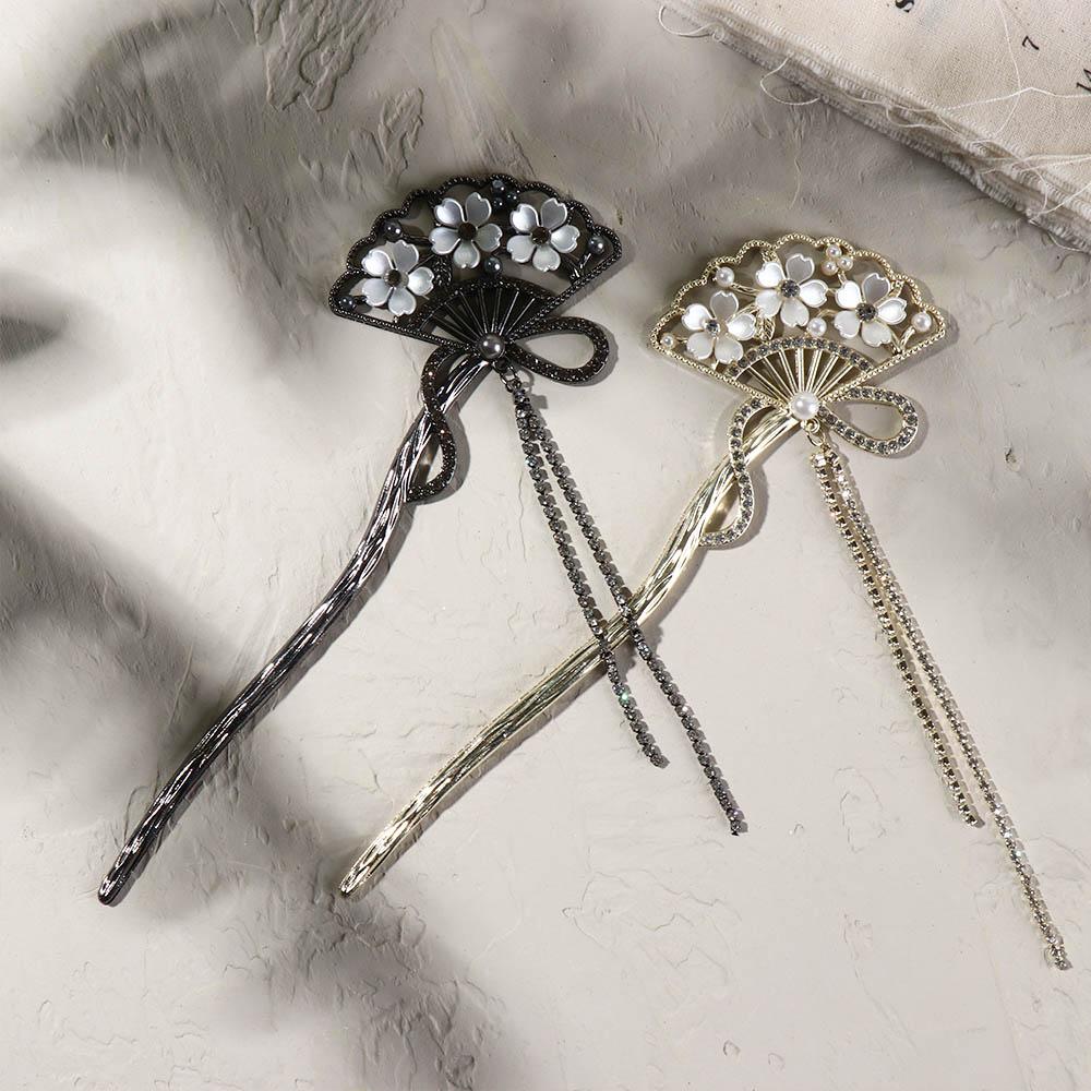 Hanfu Step Shake Ancient Fan Fringe Hairpin Retro Temperament Hairpin Antique Style Hair Stick