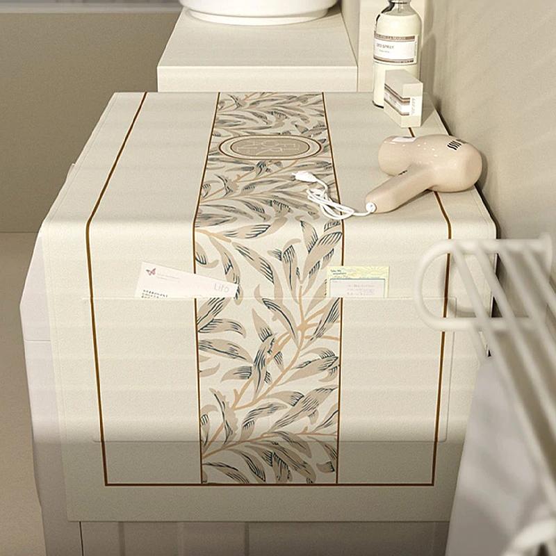 Leaves Patterns Dust Cover Washing Machine Dust Mat Pocket Design Beautiful Refrigerator Protective Pad Household Home Supplies