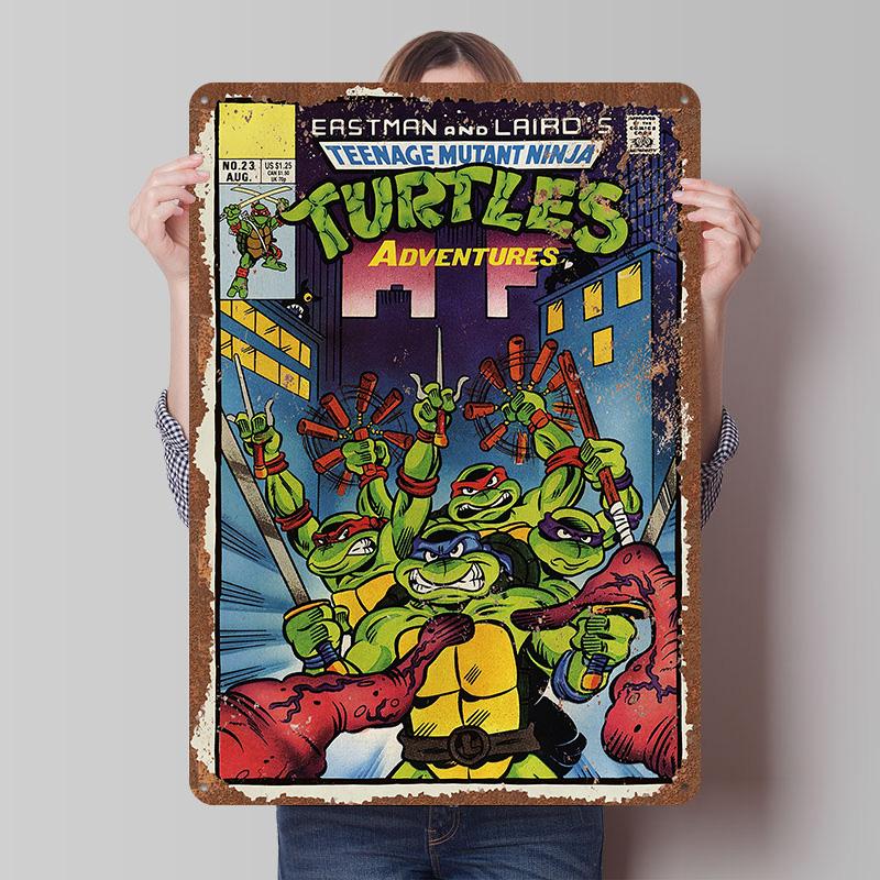 TMNT Tinplate Posters Customizable Wall Art Retro Vintage Metal Tin Signs for Bedroom Decoration Gaming Home Decor Accessories