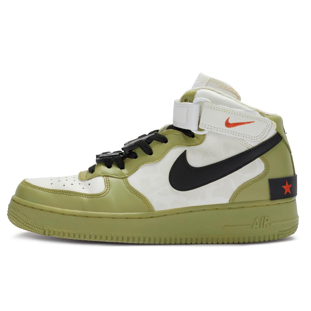Nike Air Force 1 811 Manufacturing Slip Resistant Abrasion Resistant Mid top Skateboard Shoes Men's Army Green & White CW2289-111(Team80-)