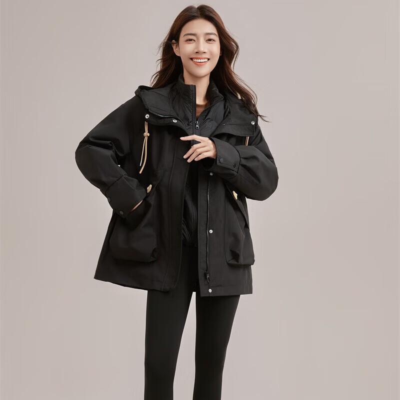 

Женский пуховик YAYA 2024 средней длины с капюшоном в стиле кэжуал S