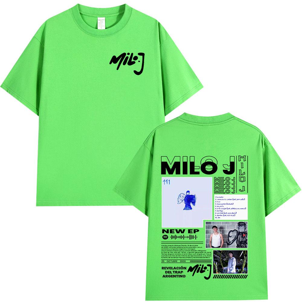 Rapper Milo J 111 Album Graphic Print Tshirts Unisexs Women Fashion Hip Hop Oversized T Shirts Cotton Casual Short Sleeve Tshirt
