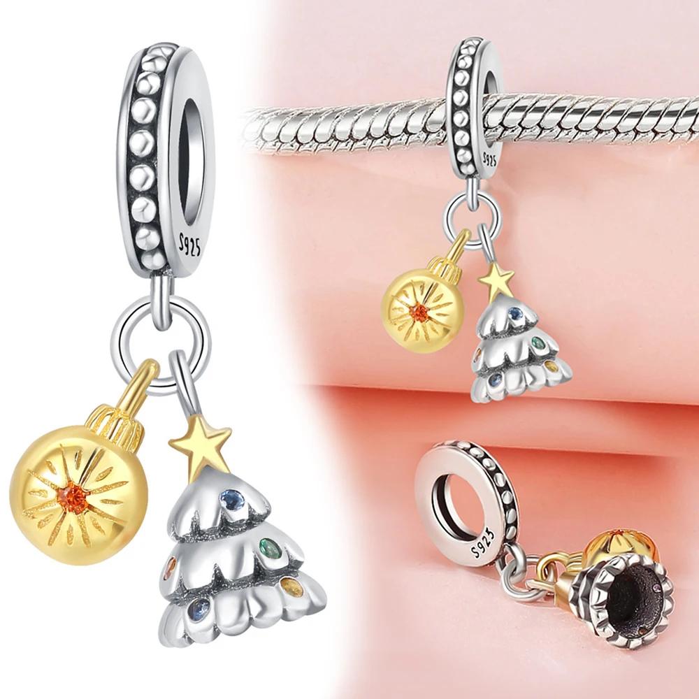 Copper Christmas Charm Series Colorful Zirconium Snowflake Christmas Hat Beads For Women'S Bracelet Jewelry Gift