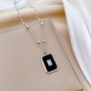 Square Plate Round Bead Temperament Personality Minimalist Furnace Real Gold Female Collarbone Necklace