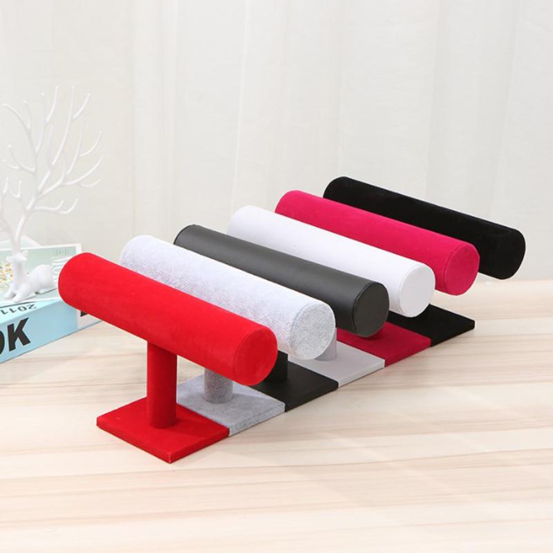 Single Tier Velvet Bracelet Chain Watch T-Bar Rack Jewelry Hard Display Stand