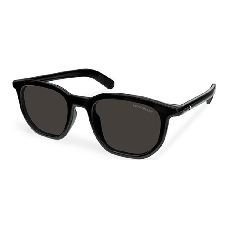 Montblanc Mirror Logo Injection Molded Square Sunglasses Unisex sunglasses Black MB0352S 50,Black