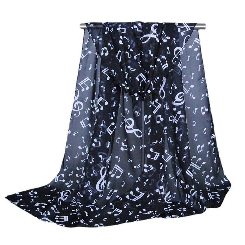 Kobiety Dama Nuta Muzyczna Szyfonowa Apaszka Szal Szalik Szaliki Wysokiej Jakości Wspaniałe Elastyczne Piękne Szaliki