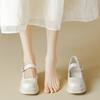 Sweet and Cool Style Mary Zhen FootPairs for Women BrandNew Thick Heels for Girls Single FootPairs Retro Versatile Thick Sole Leather FootPairs