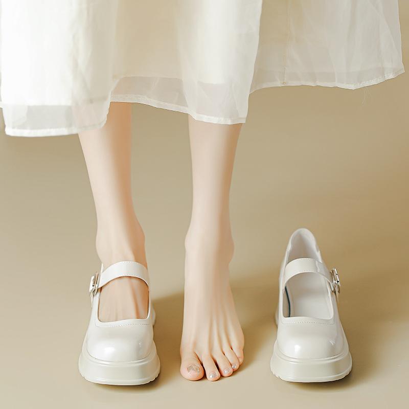 

Sweet and Cool Style Mary Zhen Shoes for Women New Thick Heels for Girls Single Shoes Retro Versatile Thick Sole Leather Shoes 35