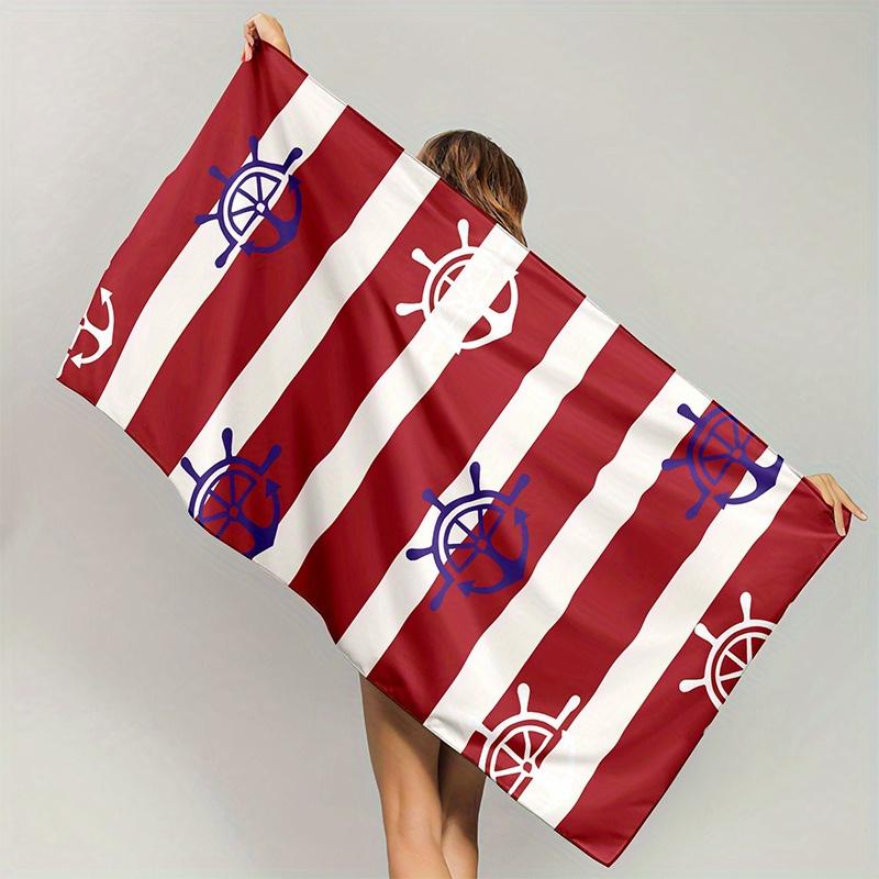 

Beach Towel Nautical Style Pattern Sun Protection Windproof Suitable For Swimming Pool Camping Travel Blanket W30*H60(CM)