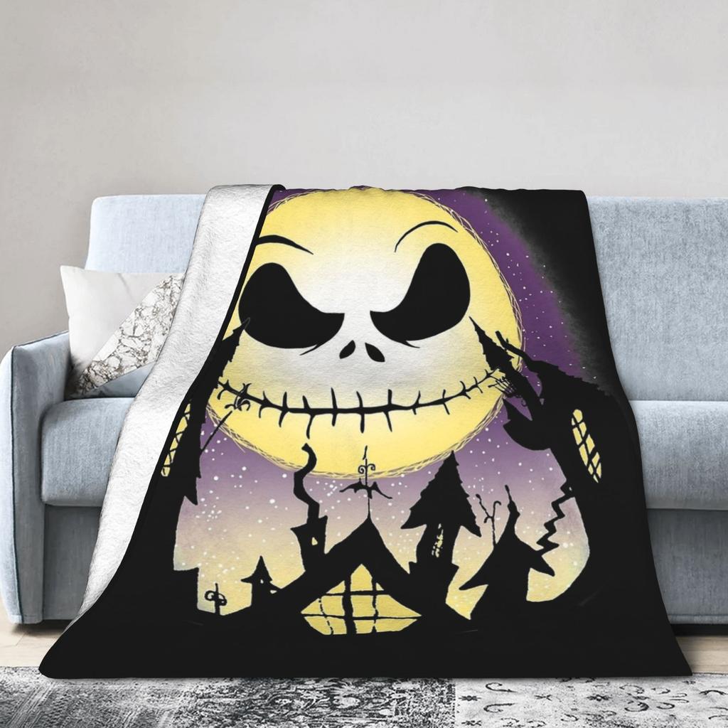 Albtraum Jack Skellington Flanelldecken The Nightmare Before Christmas Vintage Überwurf für Zuhause 125*100cm Teppichstück,