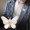 White Butterfly Brooch, Elegant Mother-of-Pearl Pearl Pin, Anti-Wardrobe Malfunction Corsage.