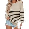 Ladies' Striped Printed And Winter Sportswear Pullover Top Loose Hoodie Long Sleeved Casual