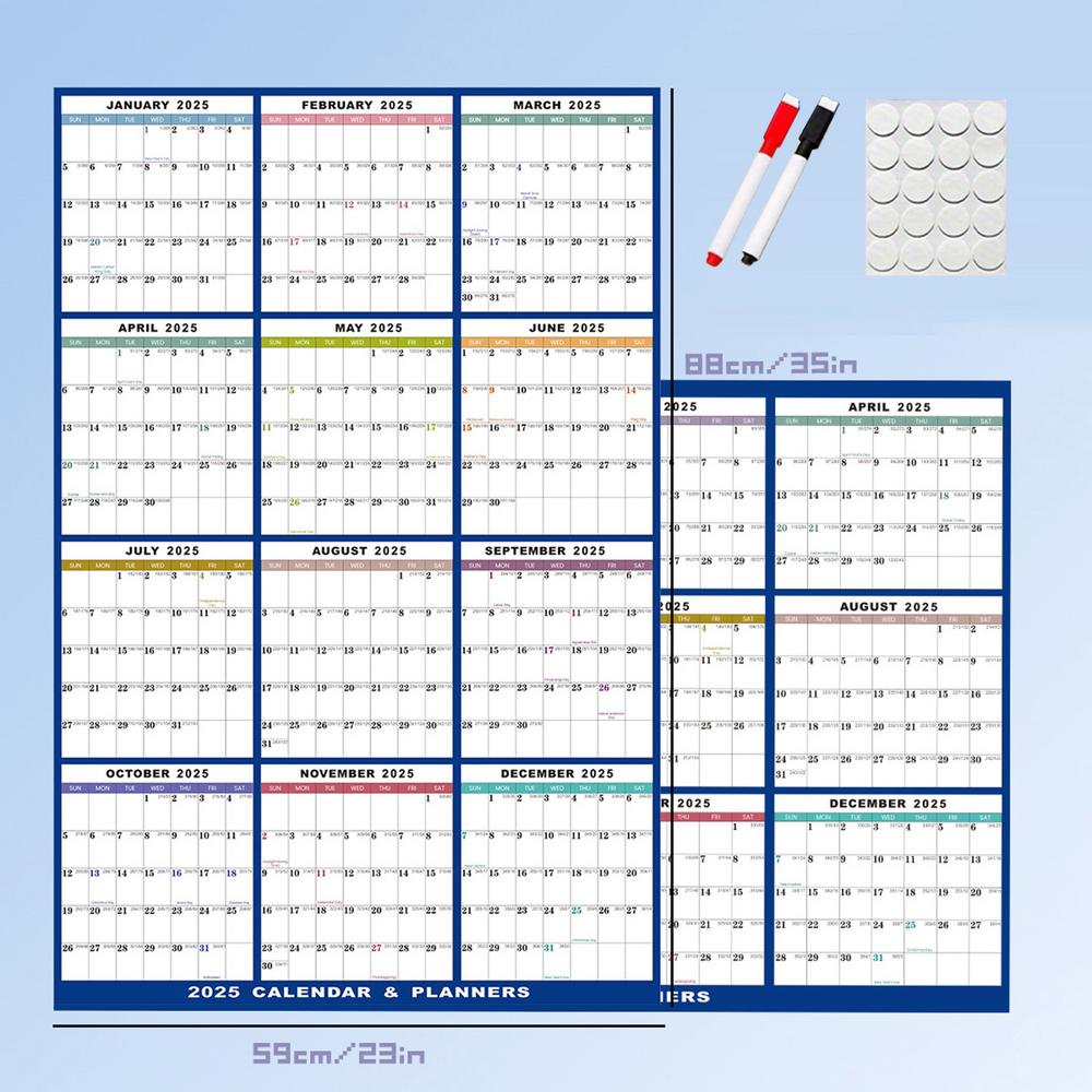 2025 Dry Erase Calendar Erasable 2025 Calendar Planner for Wall 12 Month Wet Dry Erase Calendar for Planning Schedules for Room