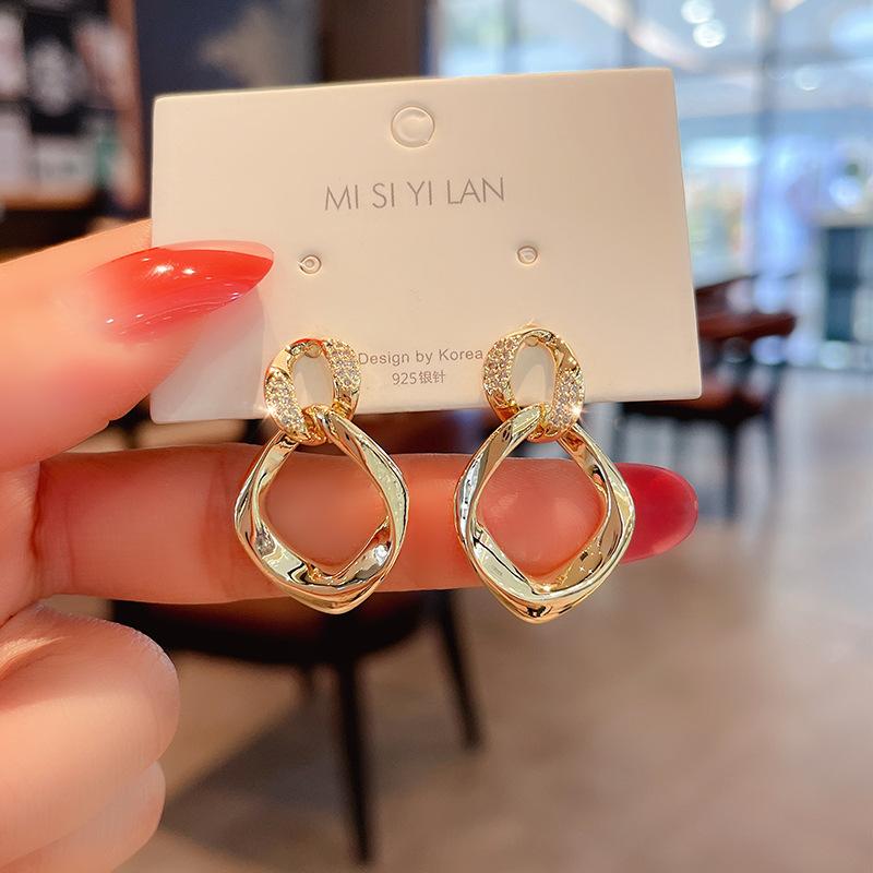 Nuovi Orecchini Geometrici alla Moda Orecchini per Donna Zircone Dorato Orecchini Pendenti San Valentino Anniversario Compleanno Gioielli Regalo