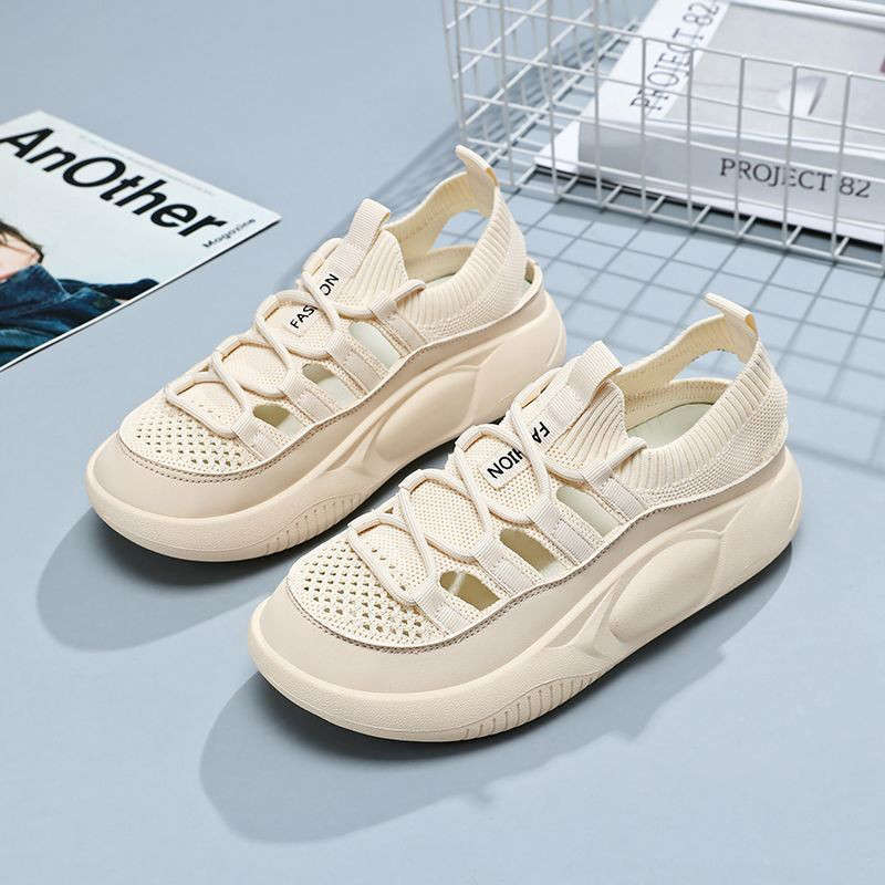 Black Women's Shoes Sports Sandals Women's 2025 Summer New Breathable Non-slip Not Tired Feet Work Shoes Thick Sole