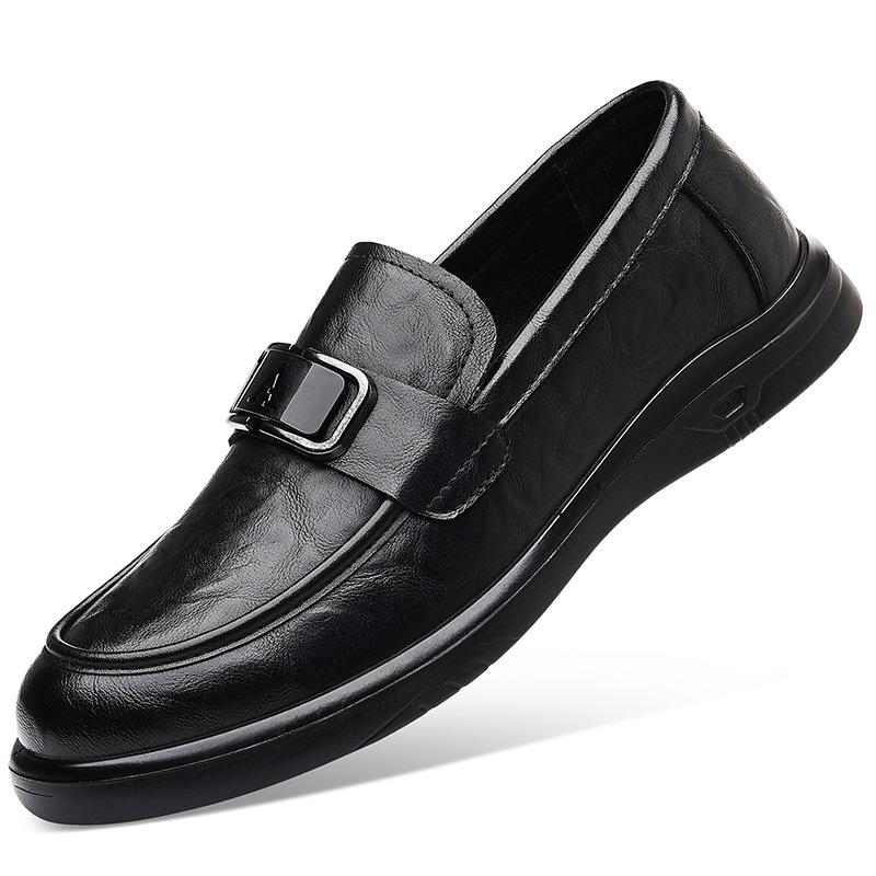 Casual Leather Shoes Men's 2025 New Trend Fashion Dress Business Leather Shoes British Style Soft Sole One Pedal Men's Shoes