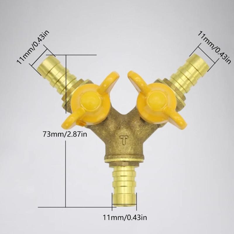 Brass 2 Way Tap Adapter Garden Irrigation 2 Way Double Tap Hose Adapter Adjustable Control Faucet Connector Adapter