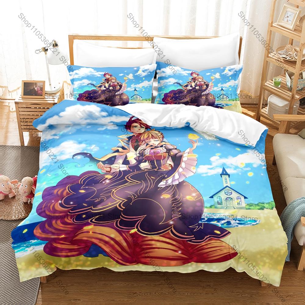 Hinamizawa Village Character Print Higurashi Anime Bedding Set Duvet Cover + 2 Pillowcases Twin Full Queen King Bedding Set