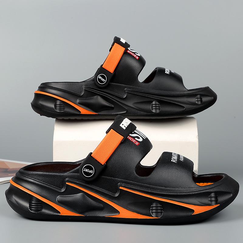 

Мужские тапочки летняя обувь нескользящая толстая подошва ощущение ходьбы по говну уличные пляжные спортивные для вождения двойного назначения дышащие сандалии мужские 36