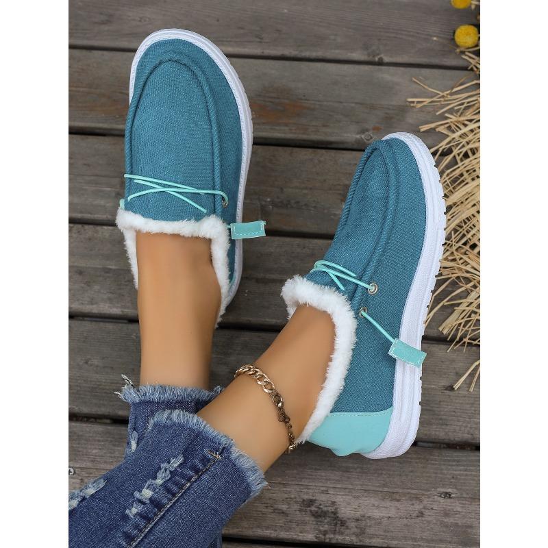 Women's Fur-Lined Low-Top Lace-Up Cotton Shoes, Warm Short Boots, Available In Large Sizes.