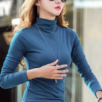 Jeseň a zima Internet Celebrity Polovičný rolák Dámske tričko s dlhým rukávom Teplá základná vrstva Ins Kórejská verzia Slim Fit Elastické