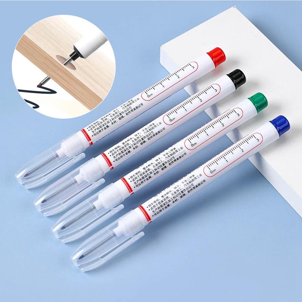 1/2/4/6/8Pcs Long Head Markers Pen Bathroom Woodworking Decoration Multi-purpose Deep Hole Marker Pens Red/Black/Blue/Green Ink