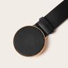 New Women's Big Round Buckle Leather Inlaid with European and American Classic Belt