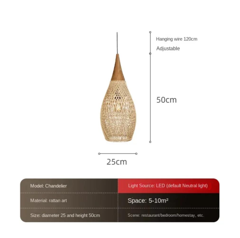

Дизайнерские подвесные светильники Винтажные ручной работы Ротанговые Светодиодные светильники Японский стиль Освещение для кухонного острова Лофт Столовой Люстра No bulb